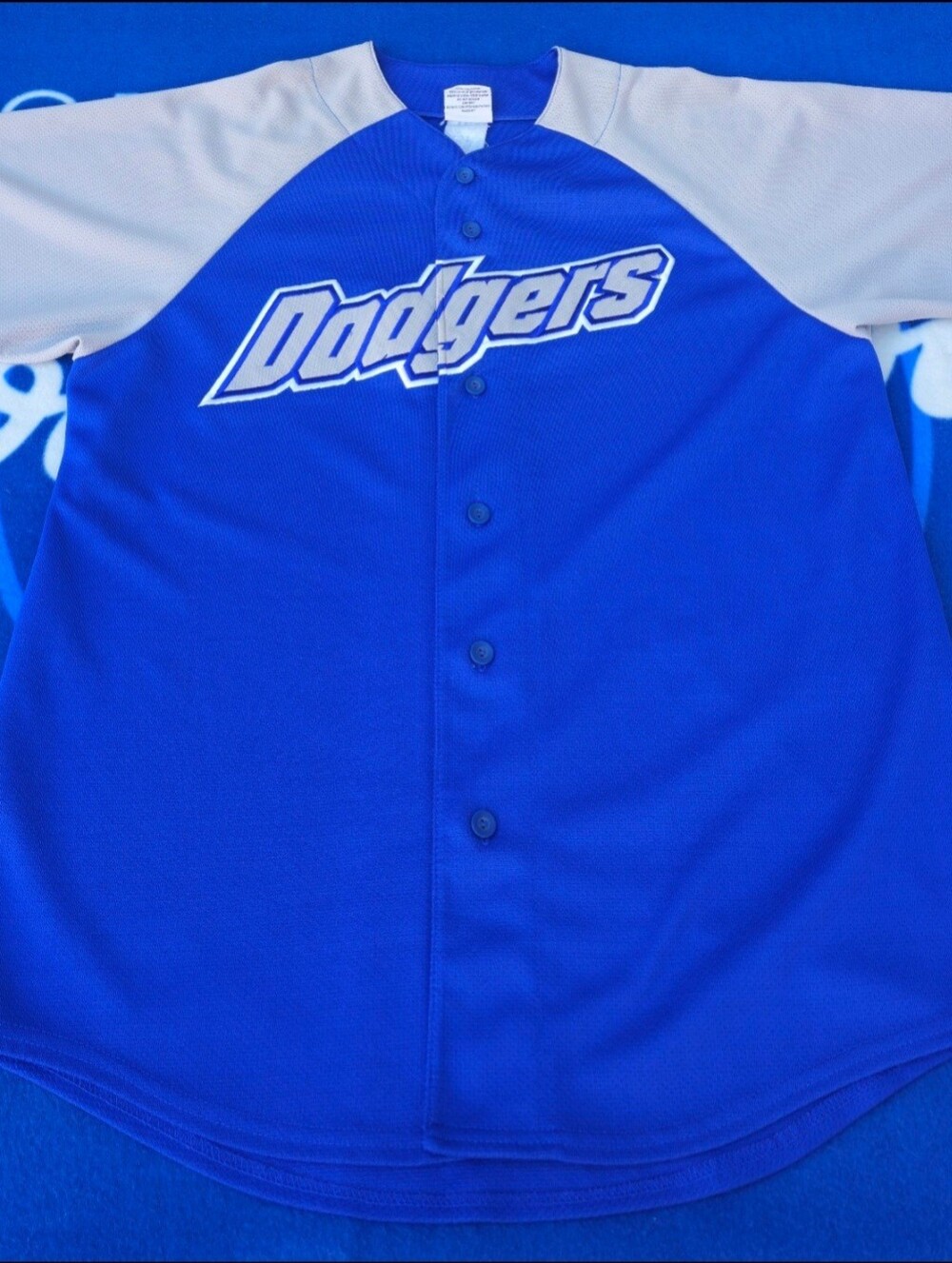 Vtg 90s Majestic LA Dodgers Baseball Jersey Blue Gray Stitched MLB Mens L